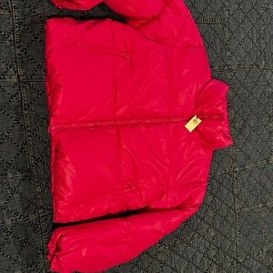 Hot pink Puffer Jacket cropped medium